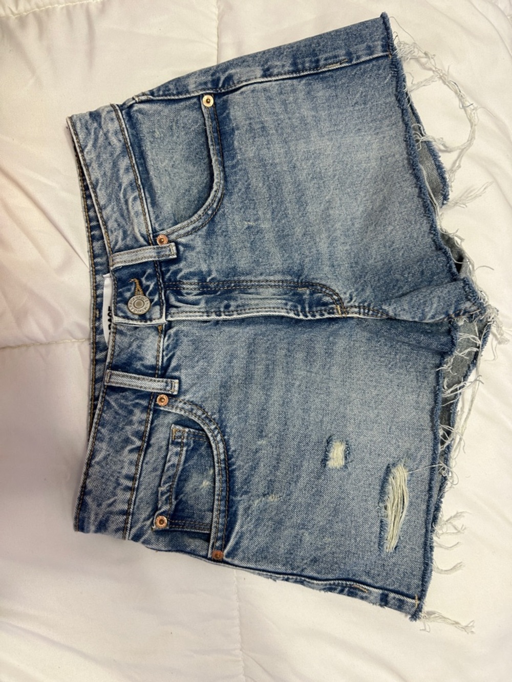 Garage Light Blue Distressed Jean Shorts